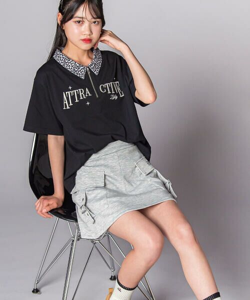 ZIDDY / ジディー Tシャツ | ヒョウ柄ハーフジップTシャツ(130~160cm) | 詳細5