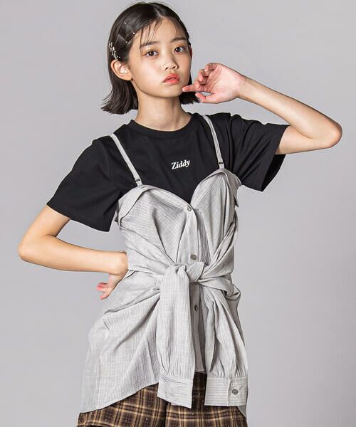 ZIDDY / ジディー その他トップス | マルチウェイ長袖シアーシャツ&半袖ロゴTセット(130~160cm)(グレー)