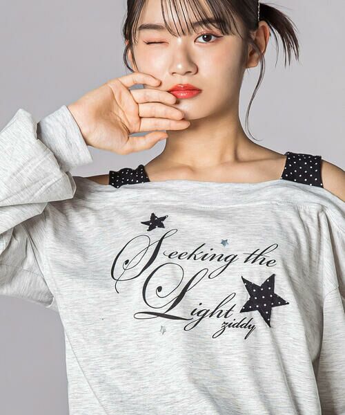 ZIDDY / ジディー Tシャツ | スターモチーフオフショル風レイヤードTシャツ(130~160cm) | 詳細5