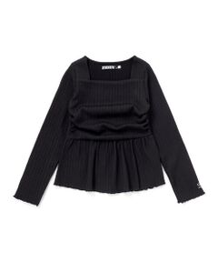 ZIDDY / ジディー Tシャツ | シャーリングビスチェ風ペプラム長袖トップス(130~160cm)