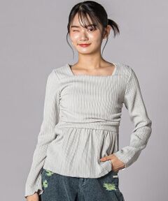 ZIDDY / ジディー Tシャツ | シャーリングビスチェ風ペプラム長袖トップス(130~160cm)