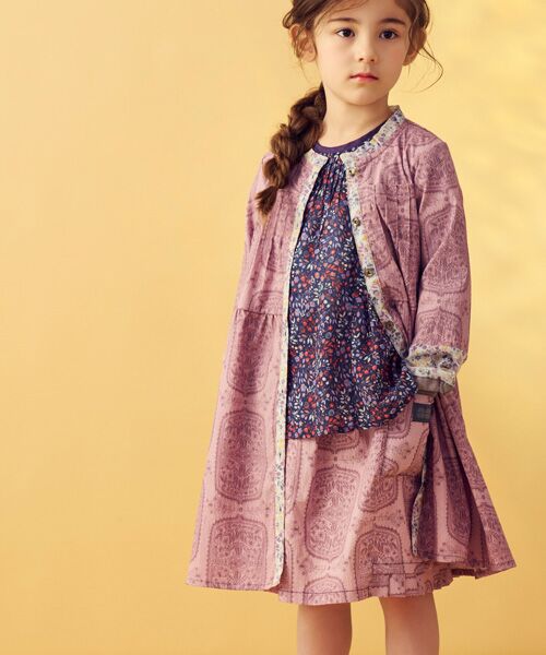 数量は多 フォークロアプリント長袖ワンピース 新着商品